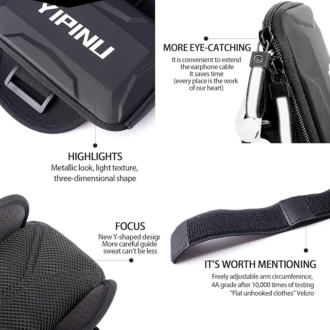 Dxyufazhe Outdoor Sports Multifunctional Armband Waterproof Running Sports Fitness Mobile Arm Bag, Compatible with iPhone 15 Pro Max 15 XS XR 8, Galaxy S25 S20 S10 Plus for Men & Women (Black)