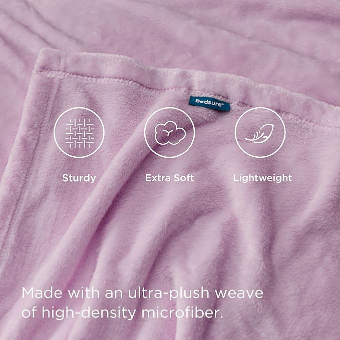 Bedsure Fleece Blanket Twin Size Lilac - 300GSM Lightweight Plush Fuzzy Cozy Soft Warm Blanket for Bed, Sofa, Couch, Travel, Camping, 60x80 inches