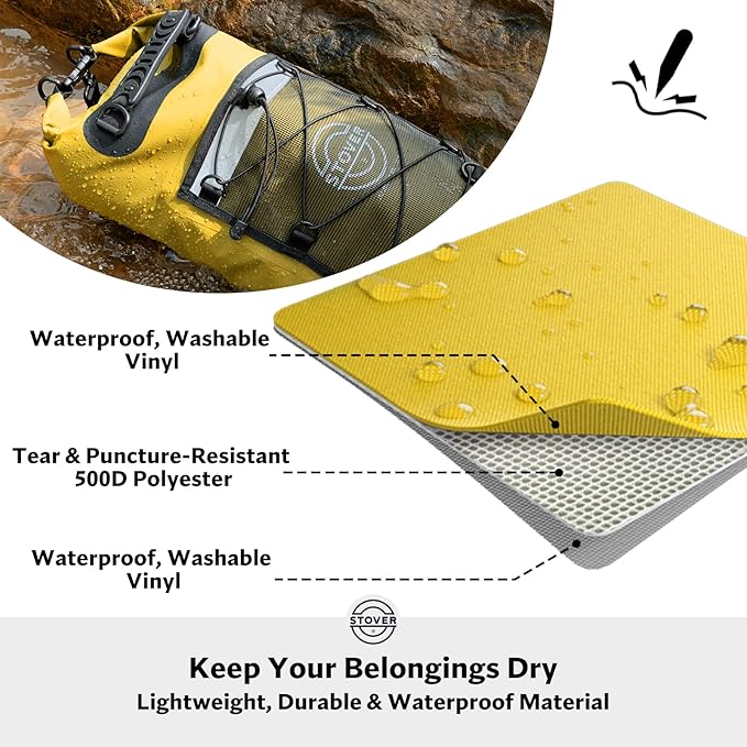 STOVER 5/10/25/30/40/55L Waterproof Backpack- Floating Dry Bag for Kayaking, Travel, Beach, Hiking, & Camping, Men/Women