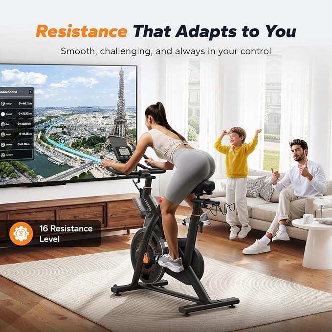 MERACH Magnetic Exercise Bike, Indoor Cycling Bike with Self-Developed App, 350 lbs Weight Capacity & 40 lbs Flywheel, Stationary Bike for Home Gym Fitness