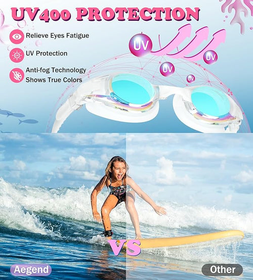 Aegend 2 Pack Kids Goggles, Swimming Goggles for Kids Age 4-16 Boys and Girls Youth, Anti-Fog Waterproof Anti-UV Pool Goggles