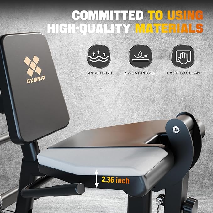 GXMMAT Leg Extension and Curl Machine - Professional Lower Body Workout Equipment for Home Gym, 400lbs Capacity with Adjustable Backrest & Leg Roller, Compact Design (47.24"x42.13"x16.54")