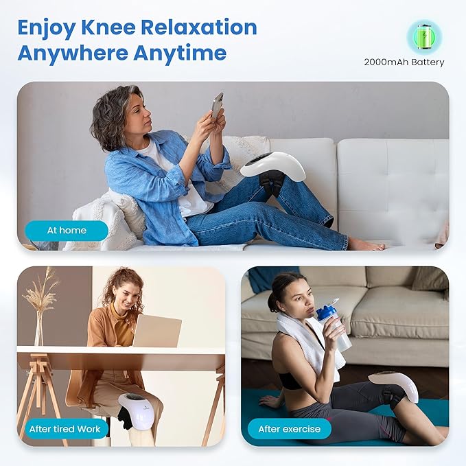 Knee Massager with Heat - Heating and Vibrating Pain Relief Knee Massager for Arthritis,Ideal Gifts for Women,Men