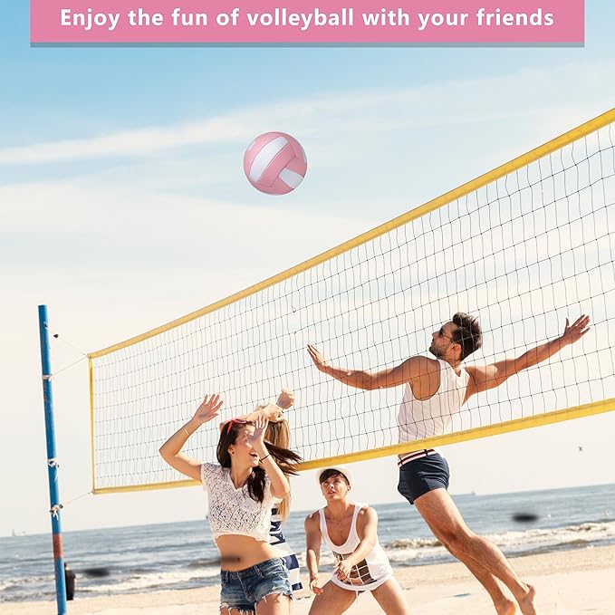 Magicorange Volleyball, 6 Pack Official Size 5 Volleyballs- PU Leather Indoor Outdoor Soft Touch Recreational Volleyballs for Beach Play, Game,Gym,Training -Includes Ball Pump