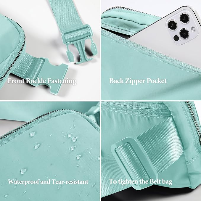 ODODOS Unisex Mini Belt Bag with Adjustable Strap Small Fanny Pack for Workout Running Traveling Hiking, Icing Blue