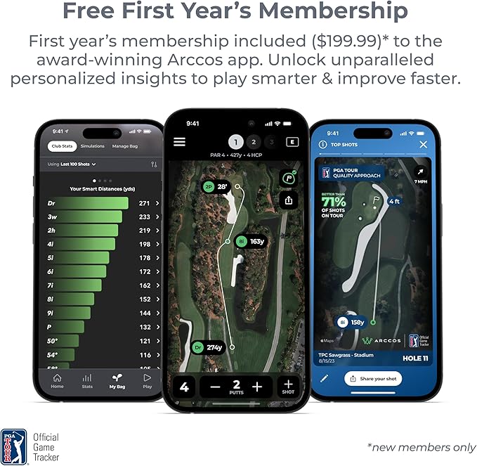 Arccos Smart Sensors: Automatic Golf Game Tracking System, A.I. Powered GPS Rangefinder & Smart Club Distances