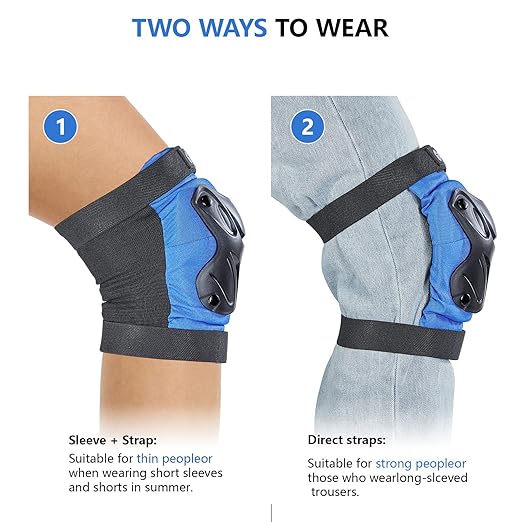 Skating Protective Gear Elbow and Knee Pads Adult, Knee Pads for Men Women Elbow Pads Wrist Guards for Roller Skating Cycling Skateboarding Blue