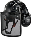 Forestry Safety Helmet with Build-in Visor Mesh Face Shield Ear Muffs 4 in 1 Chainsaw Safety Hard Hats