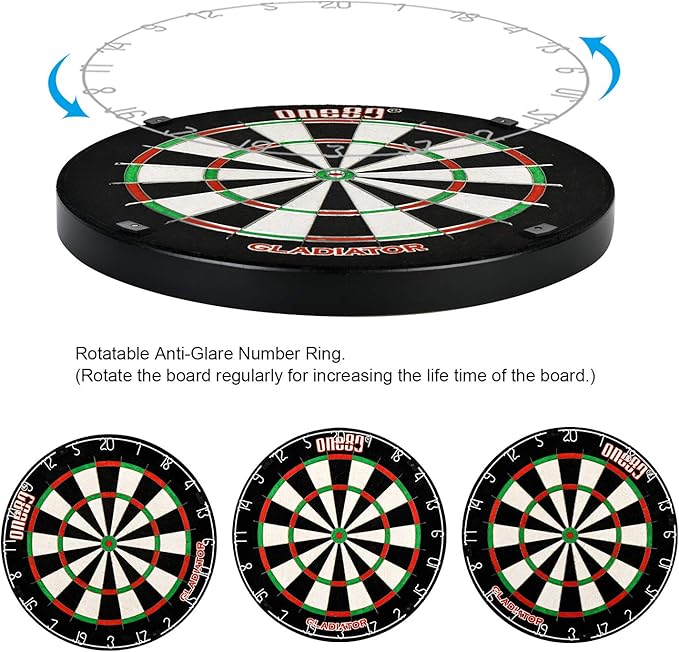Gladiator Dartboard with Top-Grade African Sisal and Sword Edge Staple Free Wire Spider for Maximum Scoring Potential and Less Bounce Outs