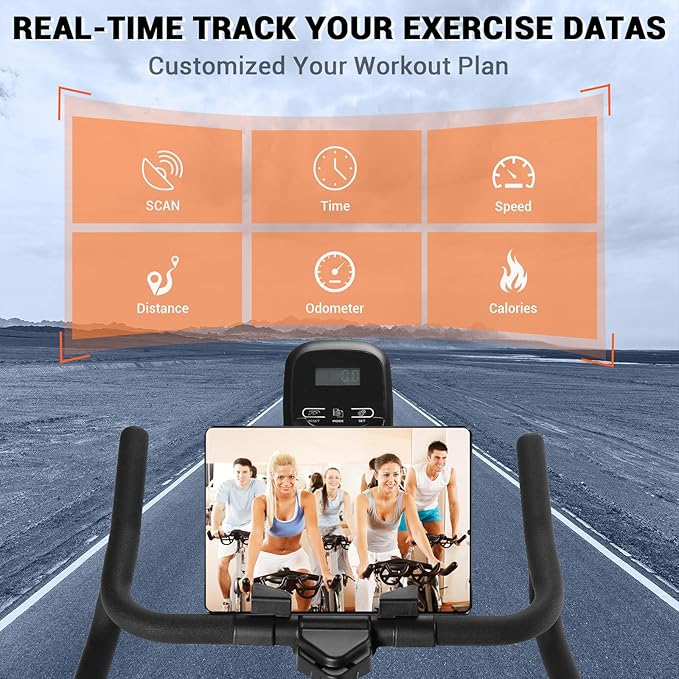 Exercise Bike, WENOKER Stationary Bike for Home, Indoor Bike with Silent Belt Drive, Heavy Flywheel, Multi-grips Handlebar and Upgraded Digital Display