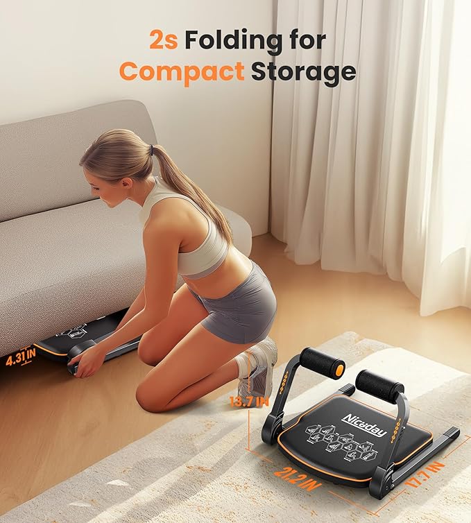 Niceday Ab Workout Equipment, Ab Machine for Stomach Workout, Ab Trainer Machine for Home, Ab Crunch Machine for Home Exercise, Sit Up Machine with Resistance Bands and 330 LBS Weight Capacity