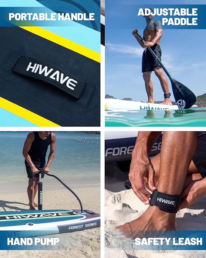 Inflatable Paddle Board 11 '* 34 "* 6" Extra Wide Sup Board, 420lb Capacity Paddle Board for Adults, Suitable for Sea and Lakes, 2+1Family Board