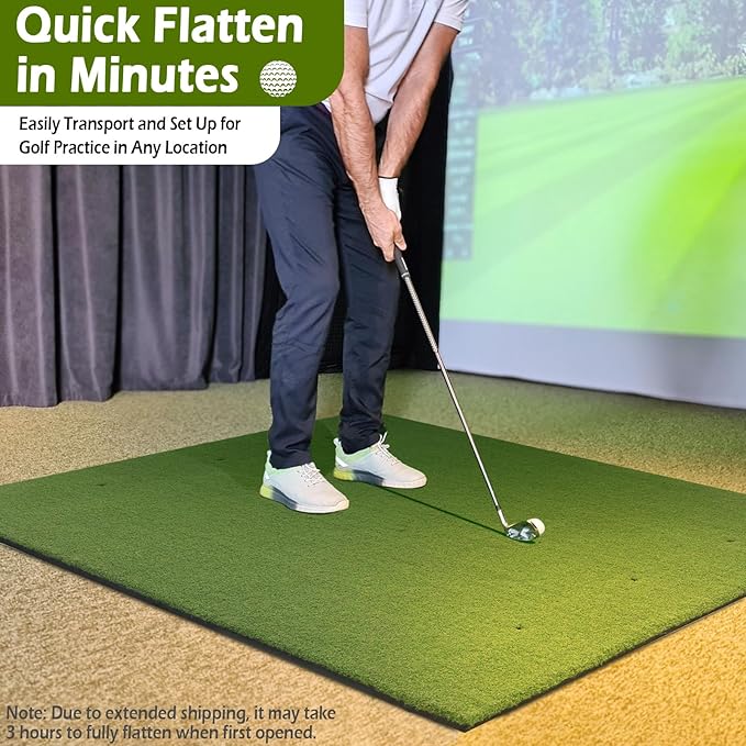 Golf Mat 31mm, 5x4ft/5x5ft Golf Hitting Mats for Practice Outdoor Indoor, High-Elasticity Artificial Turf Mat for Garage Simulator Chipping Driving Training