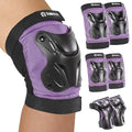 Skating Protective Gear Adult Knee and Elbow Pads Wrist Guards for Roller Skating Skateboarding, Skate Pads Adult Knee Pads for Men Women Purple