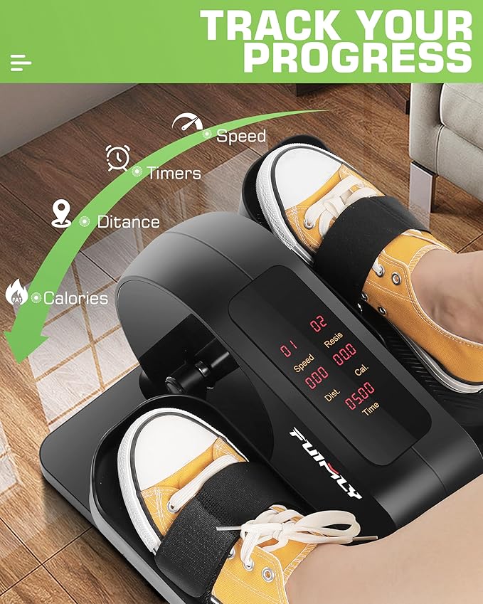 FUNMILY Under Desk Elliptical Machine, Large LCD Ellipse Leg Exerciser as Seen on TV, While Sitting for Seniors/Adults, 100% Pre-Assembled Exercise Equipment with Remote & Magnetic Storage