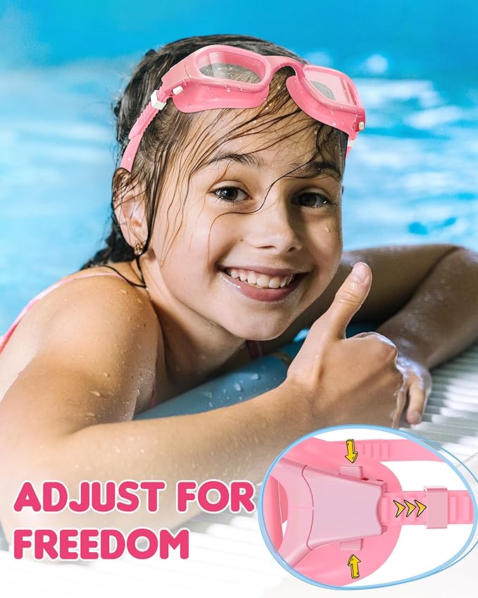 Kids Swim Goggles,Swimming Goggles for Kids 6-14, Anti-Fog UV Protection Pool Glasses for Boys Girls