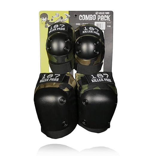 187 Killer Pads Knee Pads, Elbow Pads Combo Pack, Camo, Large/X-Large