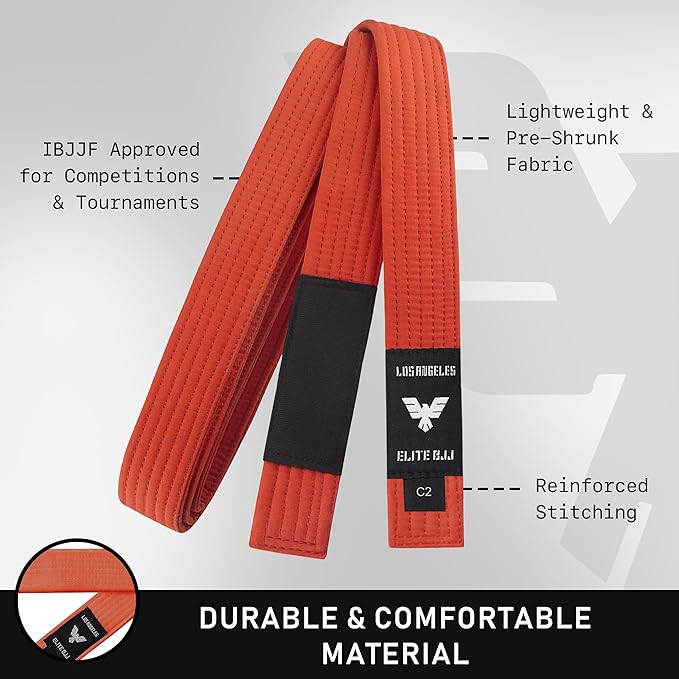 Elite Sports Kids Brazilian Jiu Jitsu Belts Preshurunk Martial Arts Youth BJJ Belts for Girls & Boys with BJJ Ranking Stripes