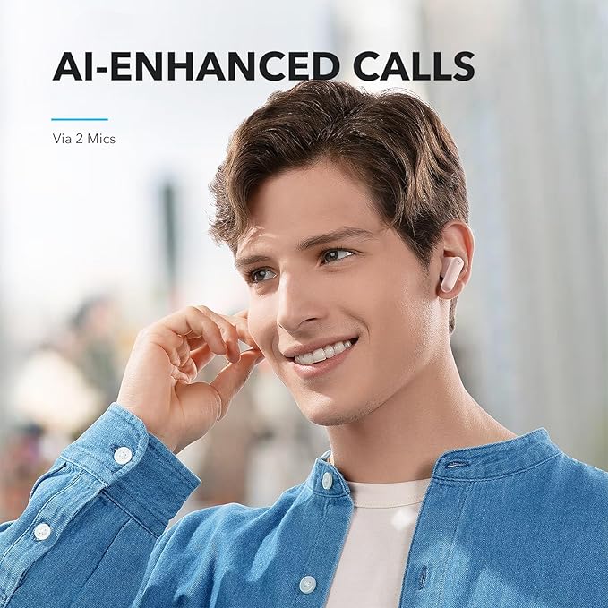 Soundcore by Anker P20i True Wireless Earbuds, 10mm Drivers with Big Bass, Bluetooth 5.3, 30H Playtime, Water-Resistant, 2 Mics for AI Clear Calls, 22 Preset EQs, Customization via App