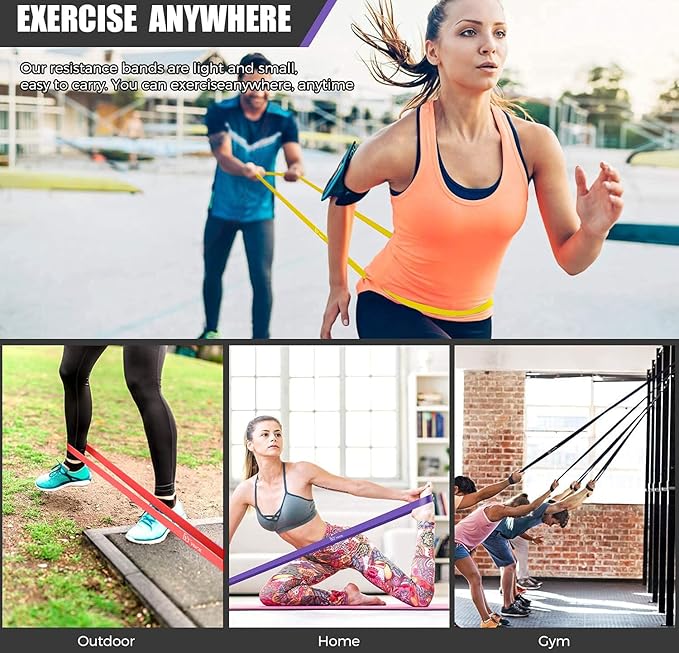 VEICK Resistance Bands for Working Out, Exercise Bands, Workout Bands, Pull Up Assistance Bands, Long Heavy Stretch Bands Set for Men and Women, Power Weight Gym at Home Fitness Equipment