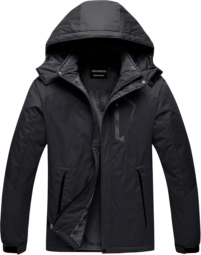 CREATMO US Men's Mountain Waterproof Ski Jacket - Windproof Snowboarding Warm Winter Coat Raincoat