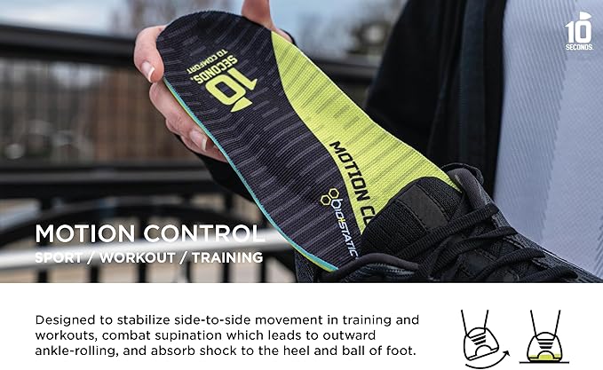 10 Seconds 3210 Motion Control Shoe Insoles, M 8, W 10