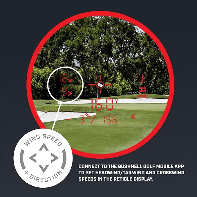 Bushnell Pro X3+ Golf Rangefinder with Wind Speed and Direction,1300 Yard Range,7X Magnification, Pin Locking with Visual Jolt