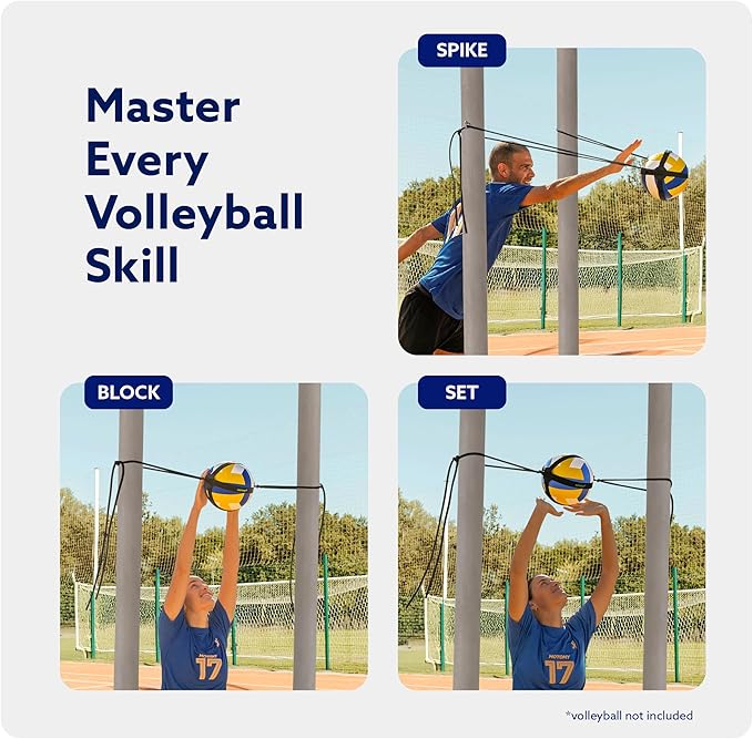 MOTOMY™ Volleyball Training Equipment Aid ‘VolleyPal’ – Solo Rebounder Trainer for Serve, Spike, Set & Pass; Indoor and Outdoor Practice Gear Gifts for Beginners & Experts