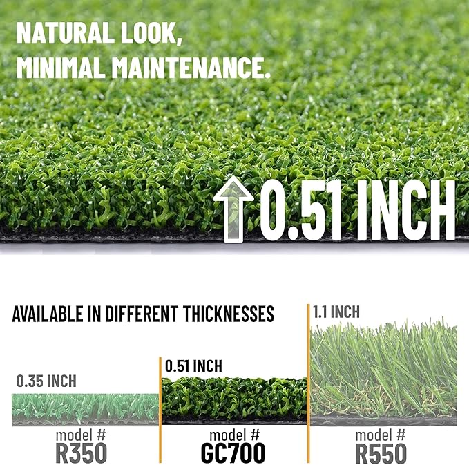 Ottomanson Artificial Turf Golf Hitting Mat 6'6" x 19' Indoor/Outdoor Waterproof Synthetic Fake Grass for Putting Practice Baseball Football Sports Gym Backyard, Custom Size 2' up to 30'