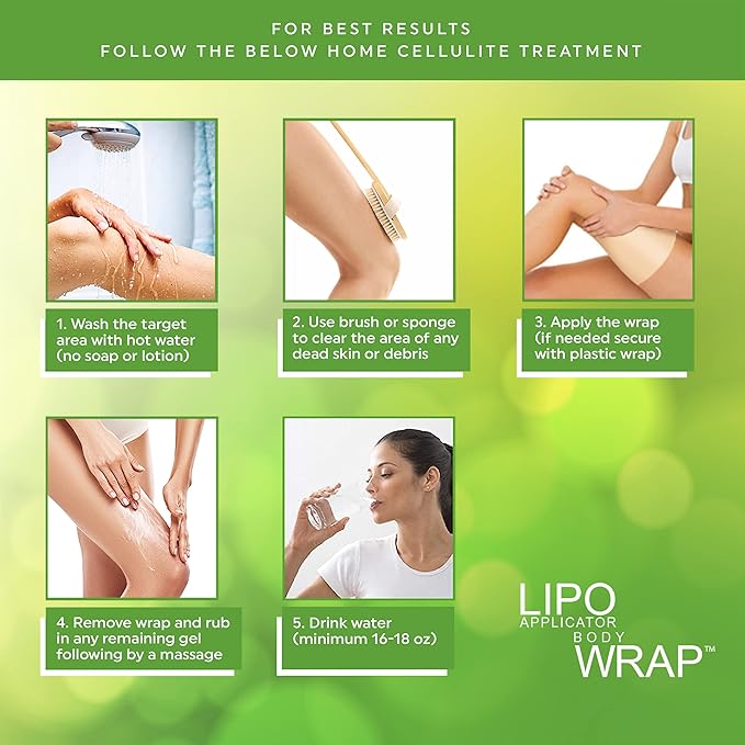 Tummy Body Wrap with Guarana, Green Tea, Seaweed Wraps Works for Stomach, Belly, Legs, Arms Abdomen (13 Piece Set)