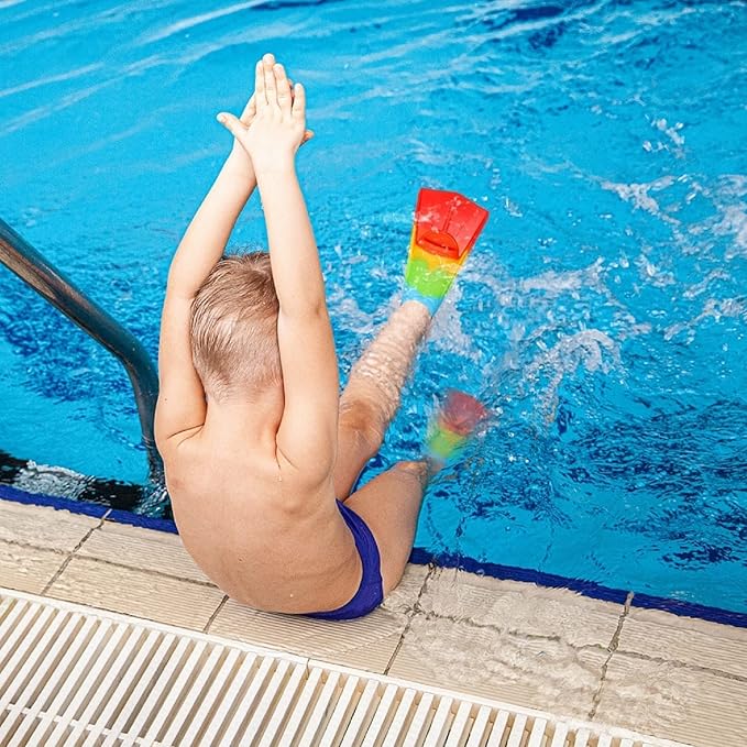 Kids Swim Fins,Short Kids Fins Youth Swimming Flippers for Lap Swimming Training for Children Girls Boys Beginners