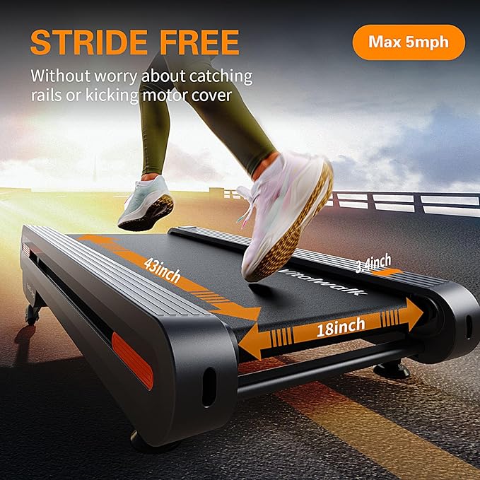 Walking Pad Treadmill with Auto Incline - 18"x43" Wide Full Deck 6 Levels 12% Incline, Portable Under Desk Treadmill for Home Gym Office, 350lbs Capacity, 3.0HP Quiet, Upright Stand Space-Saving, APP