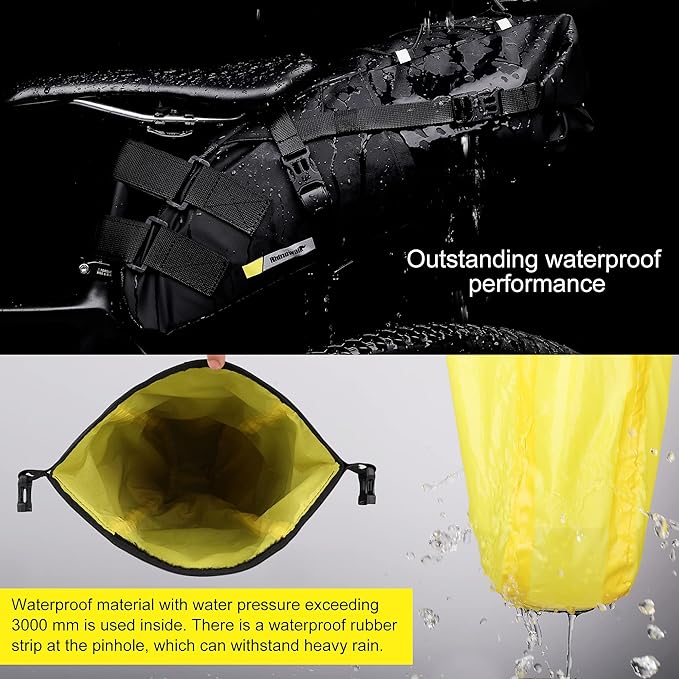 Rhinowalk Waterproof Bike Saddle Bag 13L - Under Seat Storage for Mountain Road Biking and Commuting Trips