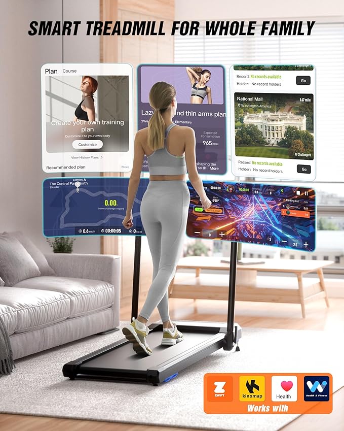 WELLFIT Treadmill for Home, 2 Level Incline Heavyduty Treadmill with Pulse Sensor, 4.0 HP, 1.0-10.0 MPH, 450/360 lbs Capacity, Large Running Area Treadmills with Bluetooth Player & LED Display