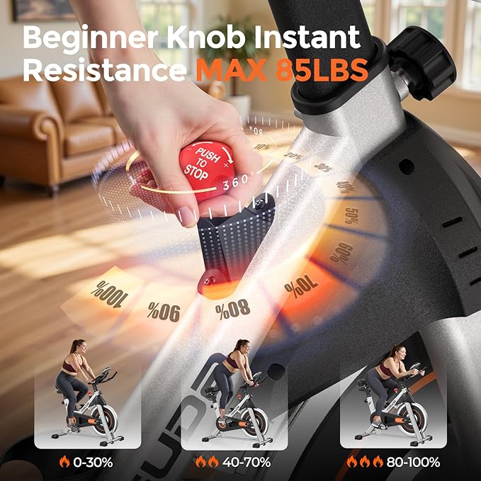 YOSUDA Exercise Bike, Brake Pad Stationary Bike for Home with Exclusive App, Magnetic Indoor Cycling Bike with 300 lb Weight Capacity, Low Noise, Tablet Holder and Fitness Courses for Weight Loss