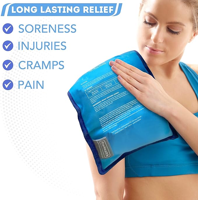Extra Large Reusable Gel Ice Pack for Injuries & Pain Relief - 2-Pack, Extra Large - Blue - Hot & Cold Therapy Ice Bags for Injuries - Flexible, Leak-Free Design