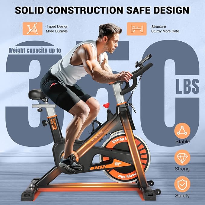 Exercise Bike, WENOKER Stationary Bike for Home, Indoor Bike with Silent Belt Drive, Heavy Flywheel, Multi-grips Handlebar and Upgraded Digital Display