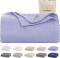 Herringbone Cotton Twin Blanket for Couch, Bed,Sofa, Home Decor, Soft, Lightweight, All-Season Bed Blanket, 68 x92, Lavender Blue