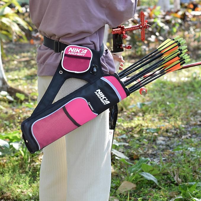 Archery Arrow Quiver Holder, 3-Tubes Hip Quiver Arrow Bag with Adjustable Belt for Youth & Adults Arrows Hunting Target Practicing