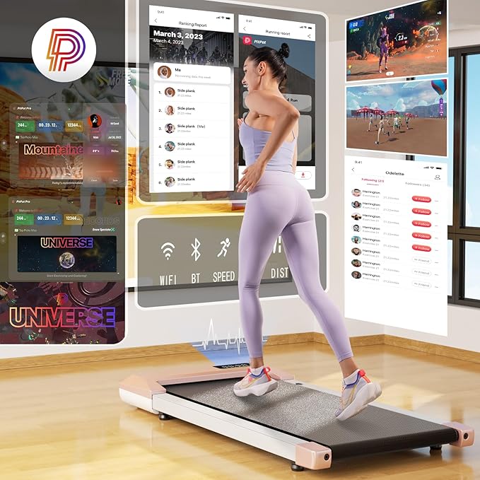 SupeRun Walking Pad, Under Desk Treadmill, 3 in 1 Portable Treadmill with Remote Control LED Display, 2.5 HP Quiet Walking Jogging Machine for Office Home Use, 300 Lbs Capacity