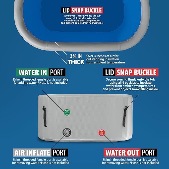Glacier Ice Bathtub with Chiller. 1 HP Chiller with Tub Included (Gray, 1 HP)