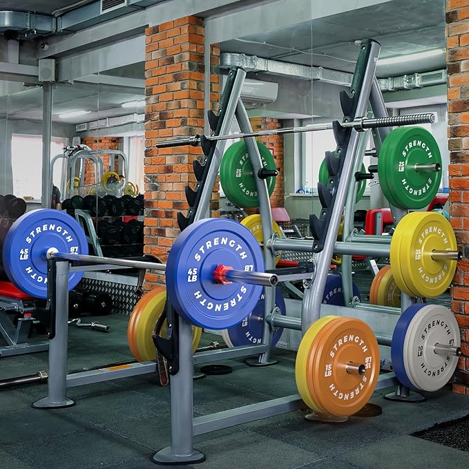 Olympic Rubber Bumper Weight Set - 2 Inch Barbell Plates for Home Gym Strength Training