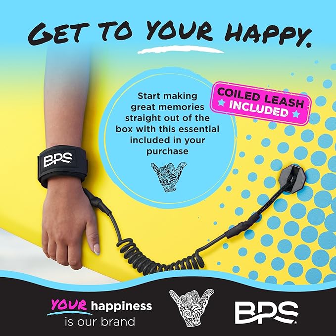 BPS New Zealand ‘Shaka’ Body Board for All Wave Conditions - Lightweight with EPS Core, HDPE Slick Bottom, Body Boards for Beach with Wrist Leash and Plug for Kids and Adults - All Skill Levels