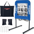 9 Hole Pitching Net with Strike Zone, Baseball Pitching Target, Softball Pitching Net, Portable Pitcher Training Equipment Height Adjustable