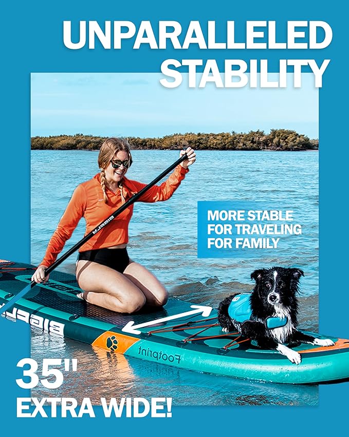 Bigfly 11'6×35" Super Wide Inflatable Stand Up Paddle Board, Ultra Stable Wide SUP for 2+1 People/Family/Big Size, 100L Backpack, All-Round Sup Board, US Big Fin