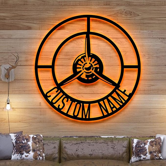 Personalized Pilot Metal Sign, LED Light Pilot Metal Wall Art, Custom Pilot Name Sign, Christmas Gift, Decoration Airforce, Xmas Gifts