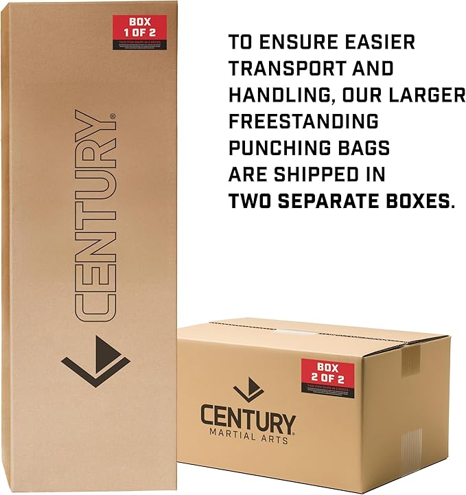 Century Torrent Freestanding Punching Bags - T1 or T2 Options | Black Free Standing Training Heavy Bag | Ideal for Martial Arts, Boxing, Kickboxing and Cardio Workouts | Designed for Men and Women