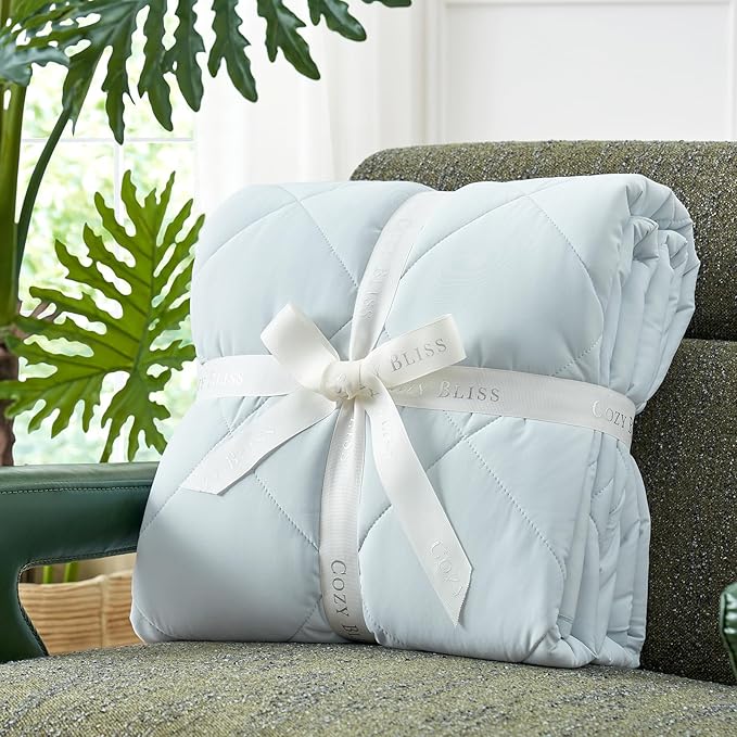 Cozy Bliss Cooling Blanket for Hot Sleepers, Q-Max 0.4 Cooling Comfort King Size, Cold Blankets for Night Sweats Sleeping, Ultra-Cool Lightweight Breathable Summer Blanket for Bed