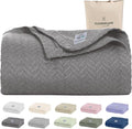 Cloud Scape Linen 100% Cotton Blanket King Size for Bed – Lightweight Summer Blanket, Herringbone Weave,fits California King Size Bed, 92x108,Dark Grey