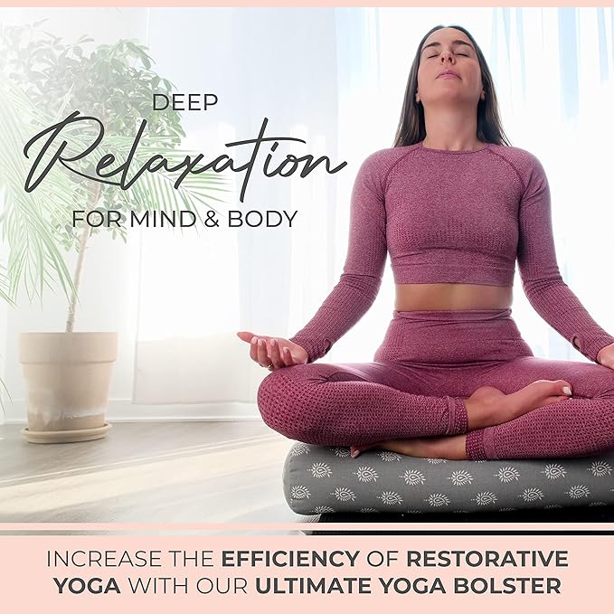 GAYO Yoga Bolster for Restorative Yoga - 100% Cotton, Includes Washable Cover and Carry Bag
